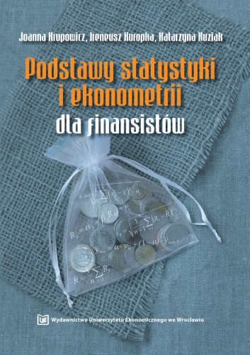 Szara okładka, u góry pomarańczowy tytuł, na środku przeźroczysty zawiązany woreczek z monetami.