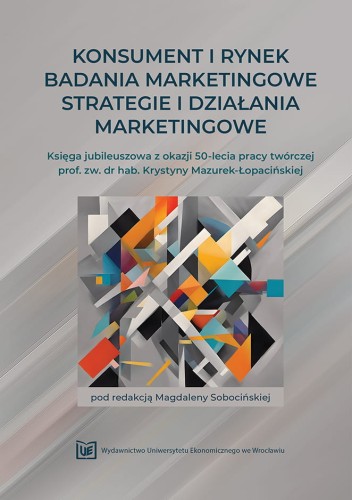 Okładka w odcieniach szarości z kolorową, abstrakcyjną grafiką geometryczną pośrodku. Tytuł książki w ciemnym kolorze u góry, na dole logo wydawnictwa na jasnym tle.