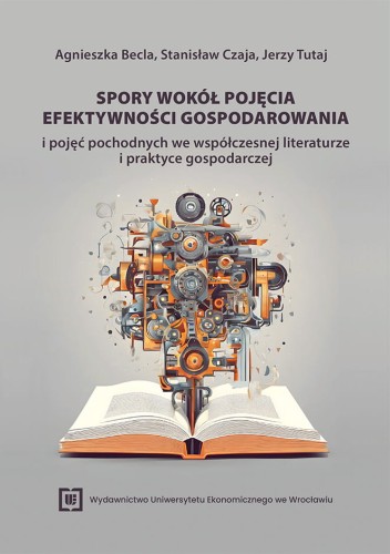 Szara okładka, u góry czarne litery tytułu, poniżej otwarta książka z której jak drzewo wyrasta silnik w kolorach pomarańczy i szarości.