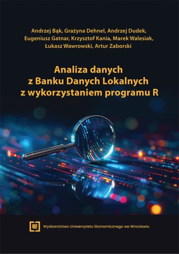 Okładka książki z lupą nad kolorowymi liniami danych na ciemnym tle. U góry nazwiska autorów i tytuł u dołu logo wydawnictwa.