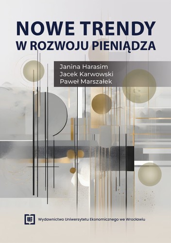 Okładka w odcieniach szarości, u góry czarny tytuł. Grafika: sylwetki ludzi na tle miasta i abstrakcyjnych okręgów. Logo UE Wrocław na dole.