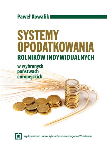 Białe tło, złoto-zielony tytuł pod nim monety euro które okalają kłosy zboża.