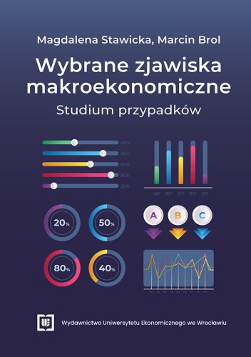 Granatowa okładka na której widnieją różnokolorowe wykresy.