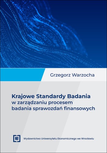 Błękitno-szara okładka, w dolnej części tytuł i logo wydawnictwa.