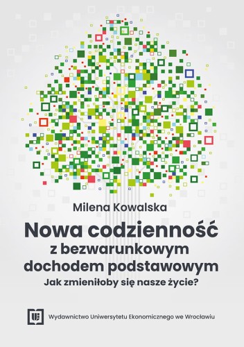 Jasnoszara okładka z drzewem z zielonych pikseli na środku, poniżej tytuł.