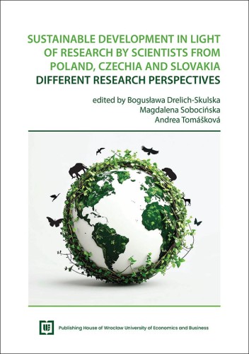Białe tło, zielony tytuł u góry. Pośrodku kula ziemska opleciona zielonymi roślinami, z sylwetkami zwierząt i ptaków. Na dole logo wydawnictwa Uniwersytetu Ekonomicznego we Wrocławiu.